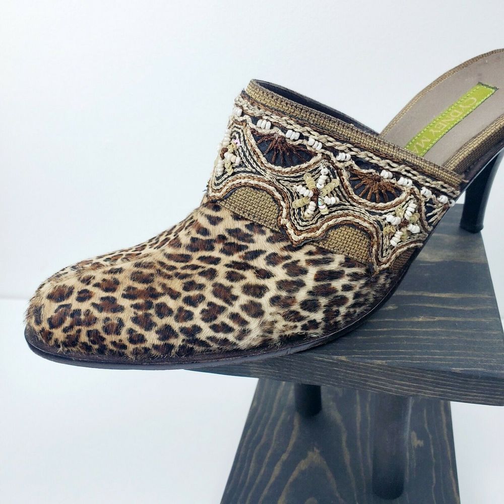 Cydney Mandel Handmade Leopard Mules Sz 8.5 EUC - Picture 3 of 7